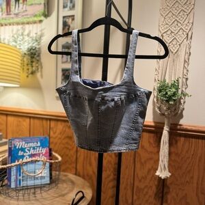 Denim top. Zipper back. Size XS.